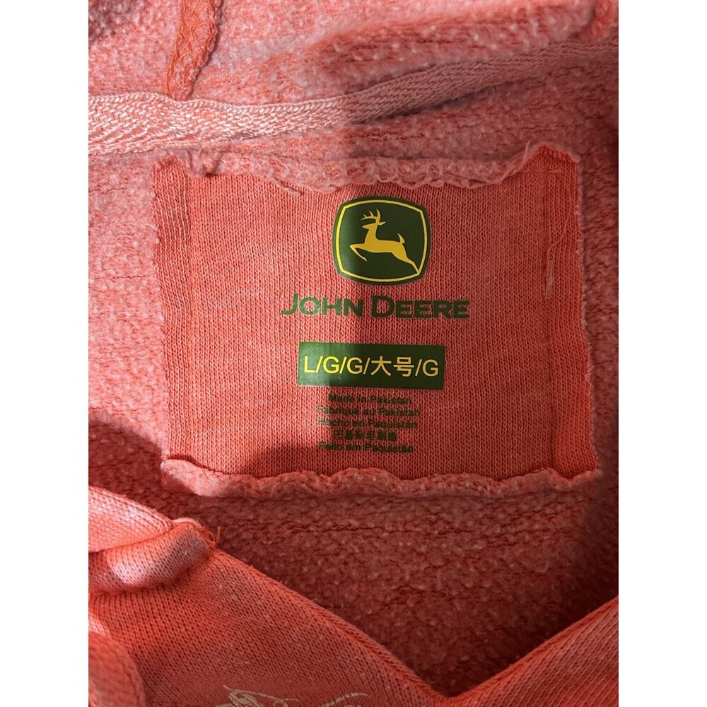 John Deere Tractors Hoodie Sweatshirt Women's Size Large Pink Cow Skull Farm - Picture 3 of 7